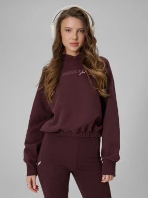 Damska bluza dresowa nierozpinana z kapturem 4F 4FWSS26TSWSF2175 - brązowa
