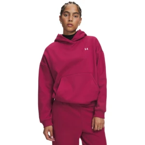 Damska bluza dresowa nierozpinana z kapturem Under Armour Icon Fleece Hoodie - czerwona
