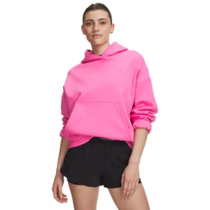 Damska bluza dresowa nierozpinana z kapturem Under Armour Icon Fleece Hoodie - różowa