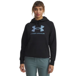 Damska bluza dresowa nierozpinana z kapturem Under Armour UA Rival Flc Shimmer Hoody - czarna