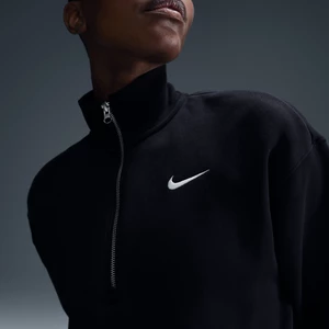 Damska bluza dresowa o skróconym kroju z zamkiem 1/2 Nike Sportswear Phoenix Fleece - Czerń