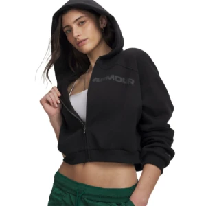 Damska bluza dresowa rozpinana z kapturem Under Armour Icon Flc Wordmark FZ - czarna