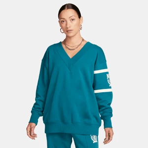 Damska bluza dresowa z dekoltem w kształcie litery V Nike Sportswear Phoenix Fleece - Zieleń