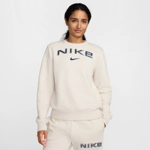 Damska bluza dresowa z półokrągłym dekoltem i logo Nike Phoenix Fleece - Brązowy