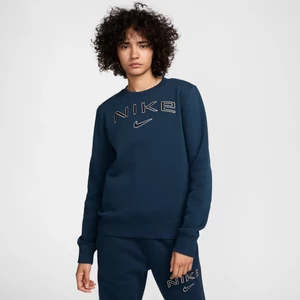 Damska bluza dresowa z półokrągłym dekoltem i logo Nike Sportswear Phoenix Fleece - Niebieski