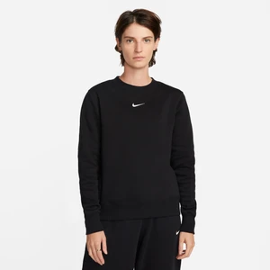 Damska bluza dresowa z półokrągłym dekoltem Nike Phoenix Fleece - Czerń