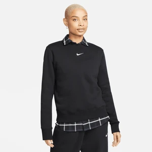 Damska bluza dresowa z półokrągłym dekoltem Nike Phoenix Fleece - Czerń