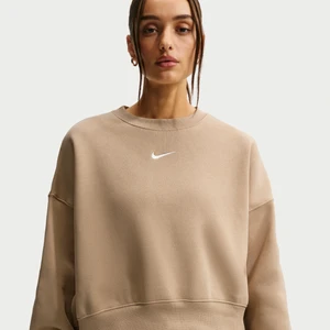 Damska bluza dresowa z półokrągłym dekoltem o dodatkowo powiększonym kroju Nike Phoenix Fleece - Brązowy