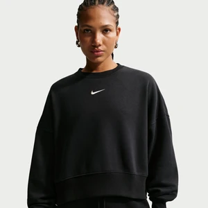 Damska bluza dresowa z półokrągłym dekoltem o dodatkowo powiększonym kroju Nike Phoenix Fleece - Czerń