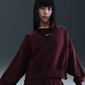 Damska bluza dresowa z półokrągłym dekoltem o dodatkowo powiększonym kroju Nike Phoenix Fleece - Czerwony