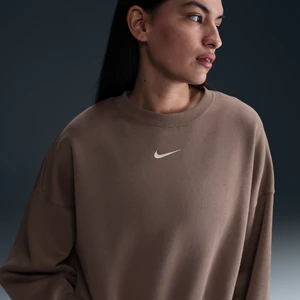 Damska bluza dresowa z półokrągłym dekoltem o dodatkowo powiększonym kroju Nike Sportswear Phoenix Fleece - Brązowy