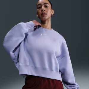 Damska bluza dresowa z półokrągłym dekoltem o dodatkowo powiększonym kroju Nike Sportswear Phoenix Fleece - Fiolet