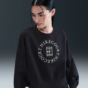 Damska bluza dresowa z półokrągłym dekoltem o dodatkowo powiększonym kroju NikeCourt Heritage Phoenix Fleece - Czerń