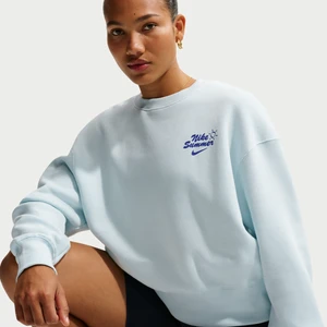 Damska bluza dresowa z półokrągłym dekoltem o kroju oversize Nike Phoenix Fleece - Niebieski