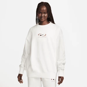 Damska bluza dresowa z półokrągłym dekoltem o kroju oversize Nike Sportswear Phoenix Fleece - Biel