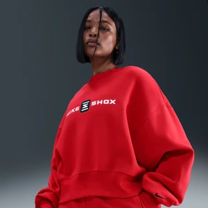Damska bluza dresowa z półokrągłym dekoltem o obszernym kroju Nike Phoenix Fleece Shox - Czerwony