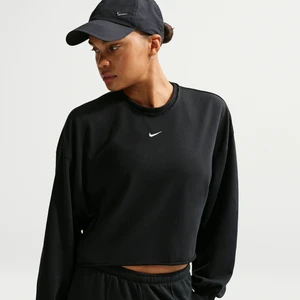 Damska bluza dresowa z tkaniny dresowej o kroju oversize z półokrągłym dekoltem Nike Chill - Czerń