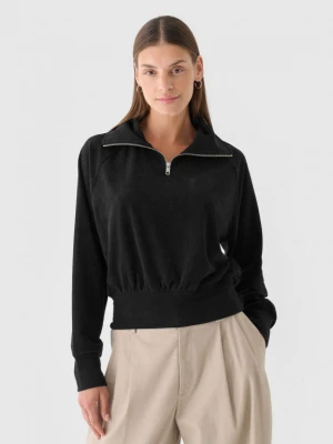 Damska bluza dresowa z weluru 4F 4FRAW24TSWSF2054 - czarna
