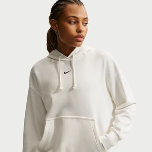 Damska bluza nierozpinana z kapturem do koszykówki o kroju oversize Nike Phoenix Fleece - Biel