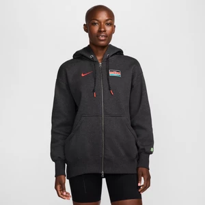 Damska bluza o kroju oversize z kapturem i zamkiem na całej długości Nike Team Kenya Phoenix Fleece - Czerń