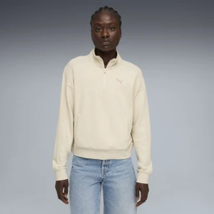 Damska bluza o luźnym kroju PUMA Class z zamkiem pod szyją, Odzież, Biały,