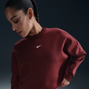 Damska bluza o skróconym kroju oversize z półokrągłym dekoltem Dri-FIT Nike Prima - Czerwony