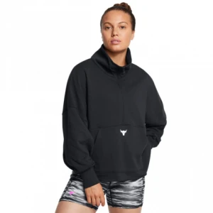 Damska bluza treningowa bez kaptura Under Armour Project Rock W Half Zip Pullover - czarna