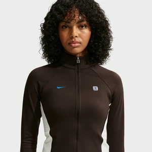 Damska bluza z długim rękawem i zamkiem na całej długości Nike - Brązowy