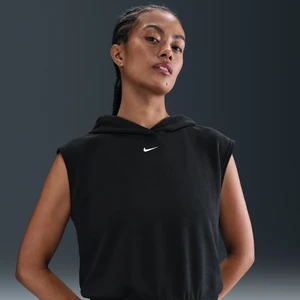 Damska bluza bez rękawów z dzianiny dresowej o skróconym kroju z kapturem Nike Sportswear Chill Terry - Czerń