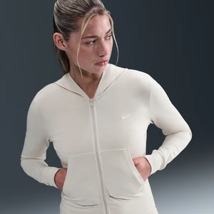 Damska bluza z kapturem, długim rękawem i zamkiem na całej długości Nike - Brązowy