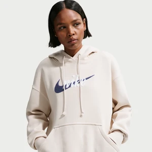 Damska bluza z kapturem i logo o kroju oversize Nike Phoenix Fleece - Brązowy