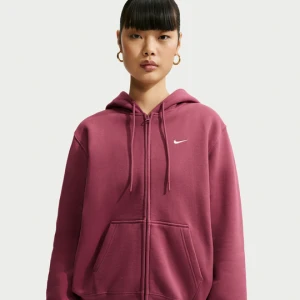 Damska bluza z kapturem i suwakiem na całej długości Nike Studio Fleece Medium Weight - Czerwony