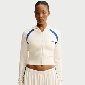 Damska bluza z kapturem i suwakiem na całej długości NikeSKIMS Stretch Knit - Biel