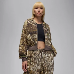 Damska bluza z kapturem i zamkiem na całej długości Jordan Brooklyn Fleece Realtree Mod Crop - Biel
