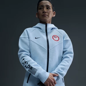 Damska bluza z kapturem i zamkiem na całej długości Nike Team USA Tech Fleece Windrunner - Niebieski