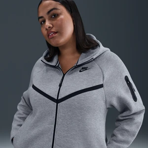 Damska bluza z kapturem i zamkiem na całej długości Nike Tech Fleece Windrunner (duże rozmiary) - Szary