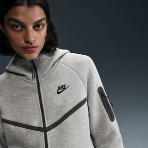 Damska bluza z kapturem i zamkiem na całej długości Nike Tech Fleece Windrunner - Szary