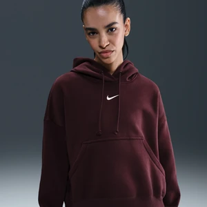 Damska bluza z kapturem o kroju over-oversize Nike Phoenix Fleece - Czerwony