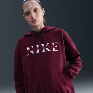 Damska bluza z kapturem o kroju oversize Nike Phoenix Fleece - Czerwony