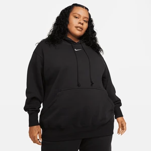 Damska bluza z kapturem o kroju oversize Nike Phoenix Fleece (duże rozmiary) - Czerń