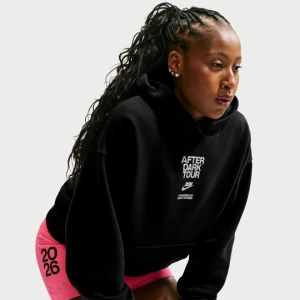 Damska bluza z kapturem o kroju oversize Nike Studio Fleece Medium Weight „After Dark Tour” - Czerń
