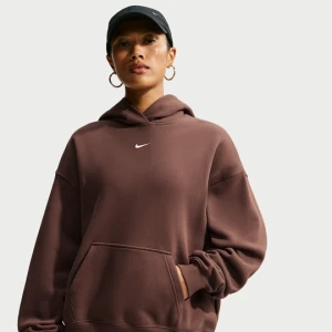 Damska bluza z kapturem o kroju oversize Nike Studio Fleece Medium Weight - Brązowy