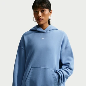 Damska bluza z kapturem o kroju oversize Nike Studio Fleece Medium Weight - Niebieski
