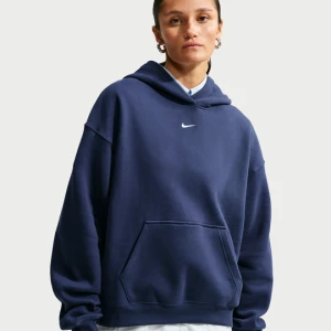 Damska bluza z kapturem o kroju oversize Nike Studio Fleece Medium Weight - Niebieski