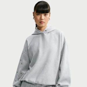 Damska bluza z kapturem o kroju oversize Nike Studio Fleece Medium Weight - Szary