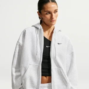 Damska bluza z kapturem o kroju oversize z suwakiem na całej długości Nike Studio Fleece Heavyweight - Brązowy