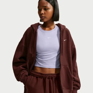 Damska bluza z kapturem o kroju oversize z suwakiem na całej długości Nike Studio Fleece Heavyweight - Fiolet