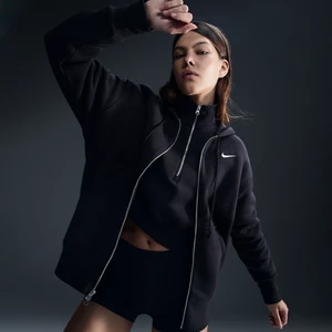 Damska bluza z kapturem o kroju oversize z zamkiem na całej długości Nike Phoenix Fleece - Czerń