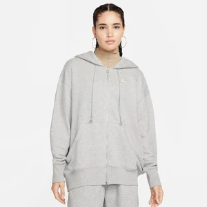 Damska bluza z kapturem o kroju oversize z zamkiem na całej długości Nike Phoenix Fleece - Szary