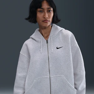 Damska bluza z kapturem o kroju oversize z zamkiem na całej długości Nike Sportswear Phoenix Fleece - Brązowy